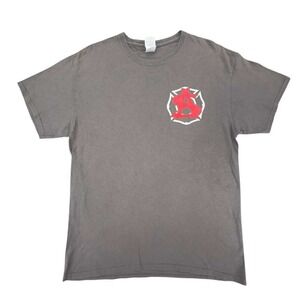 Second Alarm Custom Leather T Shirt‎ Gildan Adult Large Firefighter Tee